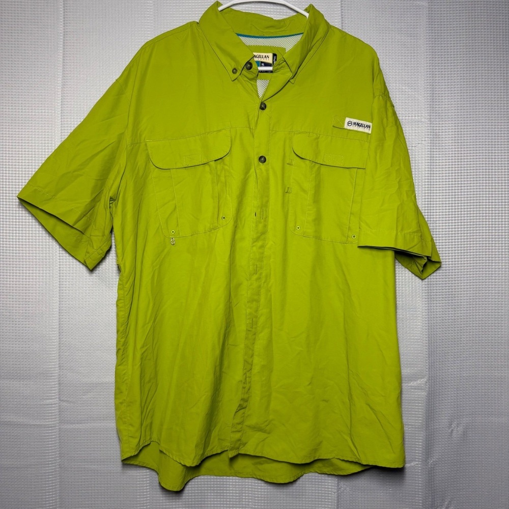 Magellan Outdoors Fishing Shirt XL Lime Green‎ Short Sleeve Angler Fit
